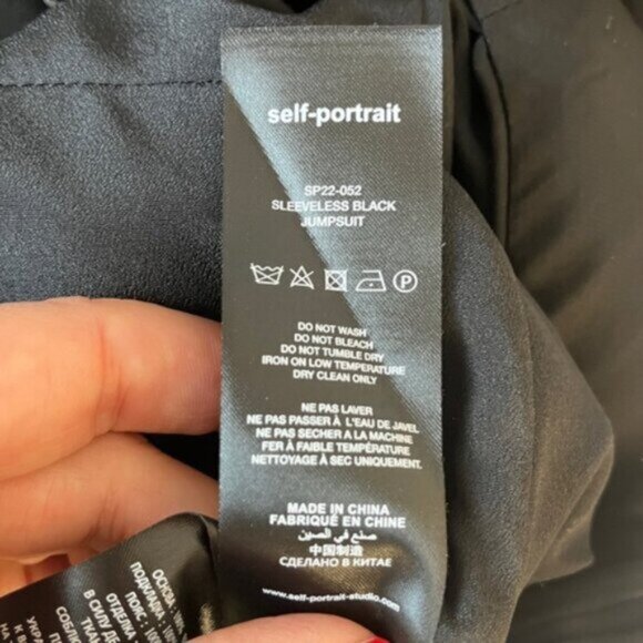 Self Portrait Wide Leg Black Satin Jumpsuit - Picture 12 of 12